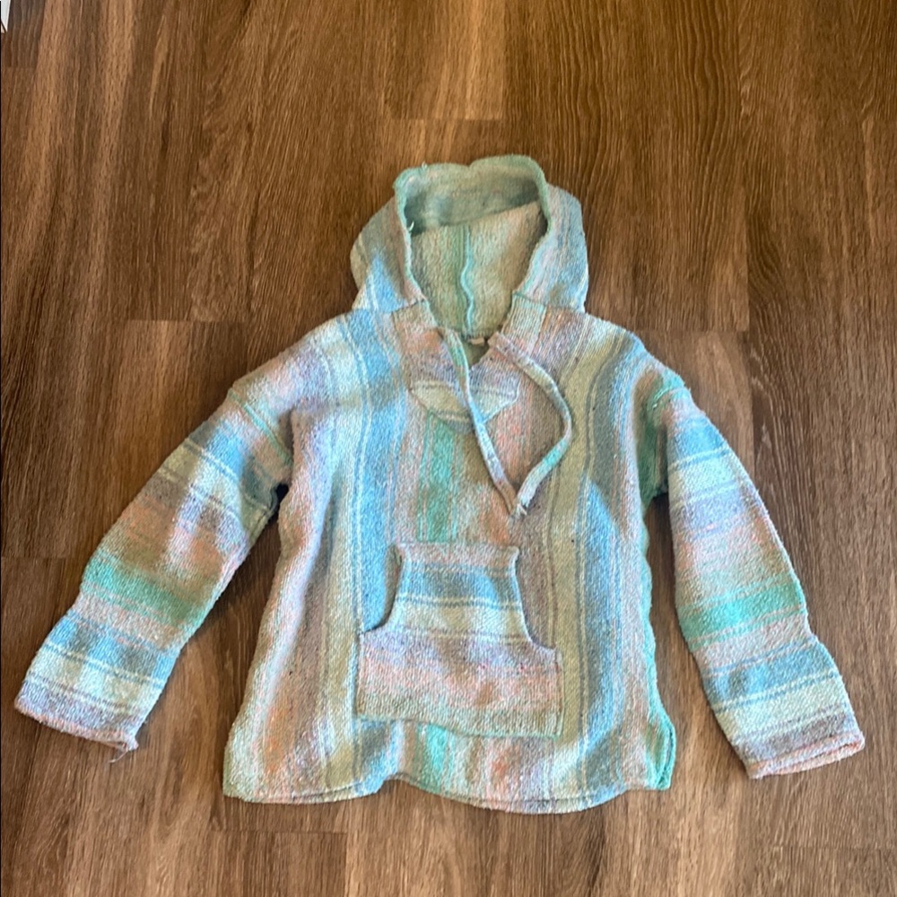 Blue and Pink Collared V-Neck Sweater Blazer